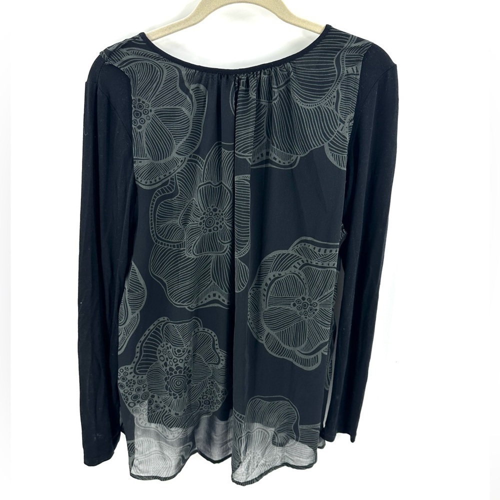 Desigual Blackville Chiffon Top Womens XS Asian Print Jersey Stretch Whimsigoth - Picture 3 of 9